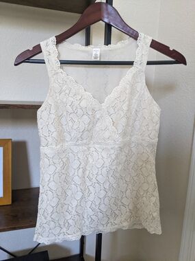 Merona Surplice Empire Lace Tank with Full Attached Lining XS Ivory